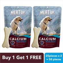 Load image into Gallery viewer, Meat Up Adult Dog Food, 3 kg (Buy 1 Get 1 Free) + Calcium Bone Pouch , Dog Treats , 230 gm (25 pcs)
