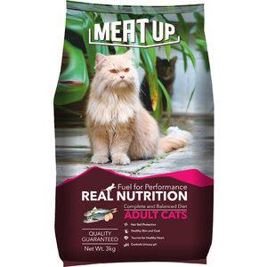 Meat Up Adult Cat Food ,3 kg (Buy 1 Get 1 Free )