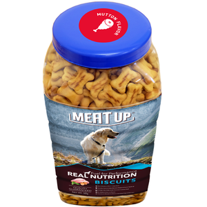 Meat Up Mutton Flavour, Real Chicken Biscuit, Dog Treats -500g Jar (Buy 1 Get 1 Free)