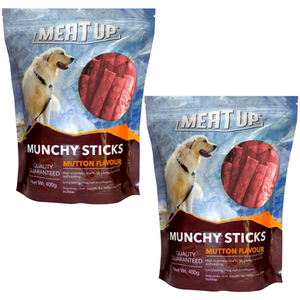 Meat Up Munchy Sticks, Mutton Flavour, Dog Treats, 400 g (Buy 1 Get 1 Free)