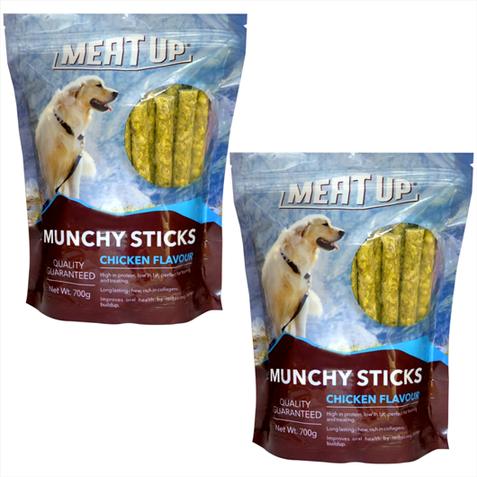 Meat Up Munchy Sticks, Chicken Flavour, Dog Treats, 700 g (Buy 1 Get 1 Free)