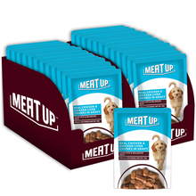 Load image into Gallery viewer, Meat Up Wet Dog Food, Real Chicken and Chicken Liver in Gravy, 12 Pouches (12 x 70g) - Buy 1 Get 1 Free
