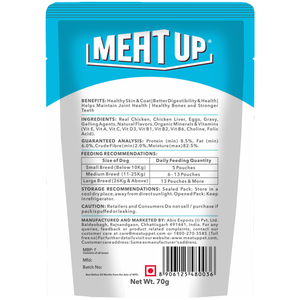 Meat Up Wet Dog Food, Real Chicken and Chicken Liver in Gravy, 12 Pouches (12 x 70g) - Buy 1 Get 1 Free