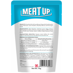 Meat Up Wet Dog Food, Real Chicken and Chicken Liver in Gravy, 70 Gram (Pack of 6) - Buy 1 Get 1 Free