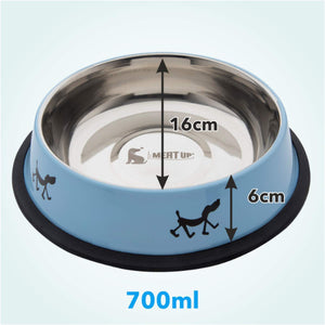 Meat Up Stainless Steel Dog Feeding Bowl, Blue (Buy 1 Get 1 Free)