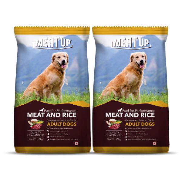 Meat Up Meat & Rice Adult Dry Dog Food 10 kg (Buy 1 Get 1 Free)