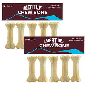 Meat Up Pressed Chew Bones, Dog Treats, 4 inches, 200g (Buy 1 Get 1 Free), 200 g