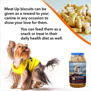 Meat Up Puppy Dog Food, 3 kg + Chicken Flavour Dog Biscuit, Dog Treats , 1kg Jar (Buy 1 Get 1 Free)