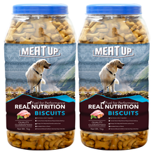 Load image into Gallery viewer, Meat Up Chicken Flavour , Real Chicken Biscuit, Dog Treats - 1kg Jar ( Buy 1 Get 1 Free)

