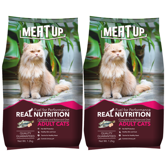 Meat Up Adult Cat Food, 1.2 kg (Buy 1 Get 1 Free )