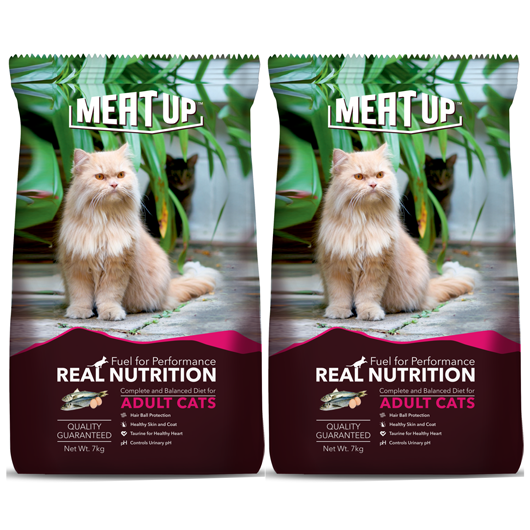 Meat Up Adult Cat Food ,7 kg (Buy 1 Get 1 Free )