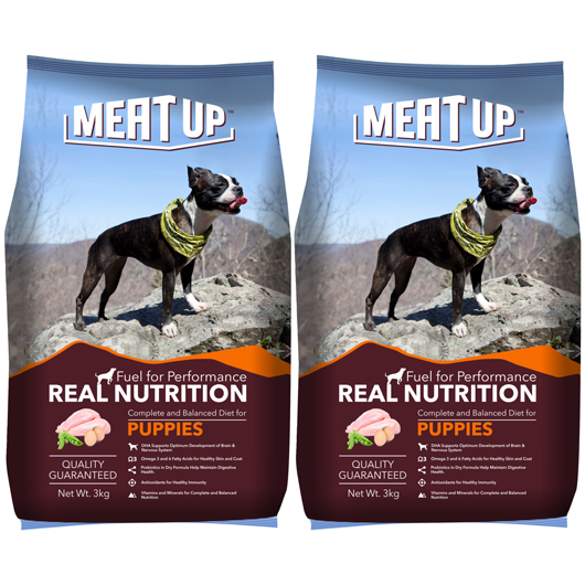 Meat Up Puppy Dog Food, 3 kg (Buy 1 Get 1 Free)