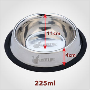 Meat Up Stainless Steel Cat Feeding Bowl (Buy 1 Get 1 Free), 225ml