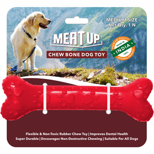 Meat Up Non-Toxic Rubber Dog Chew Bone Toy, Puppy/Dog Teething Toy (Medium) - 5 inches