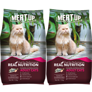 Meat Up Adult (+1 Year) Dry Cat Food, Ocean Fish, 1.5 kg (Buy 1 Get 1 Free)